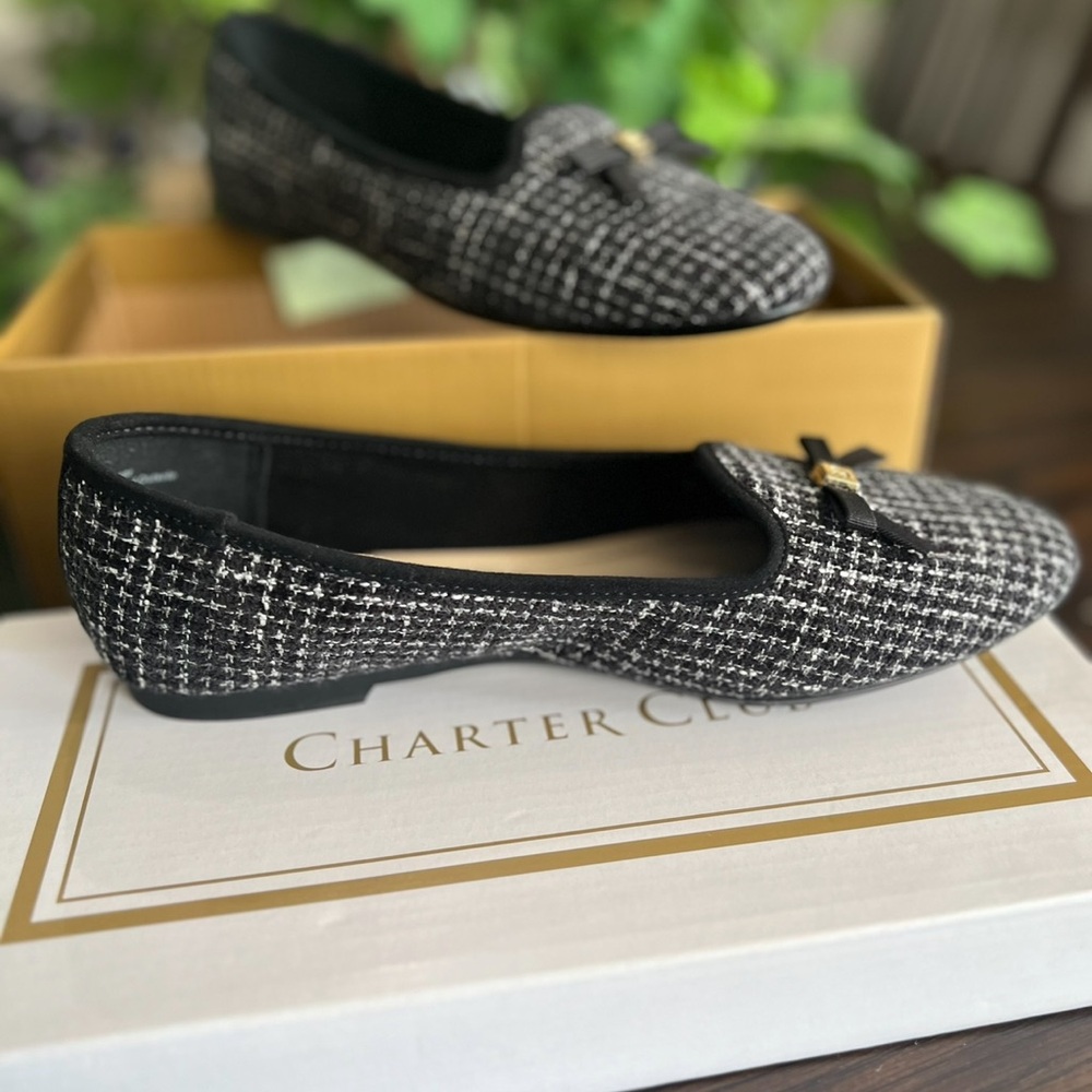 Charter Club Women's Black and White Loafers